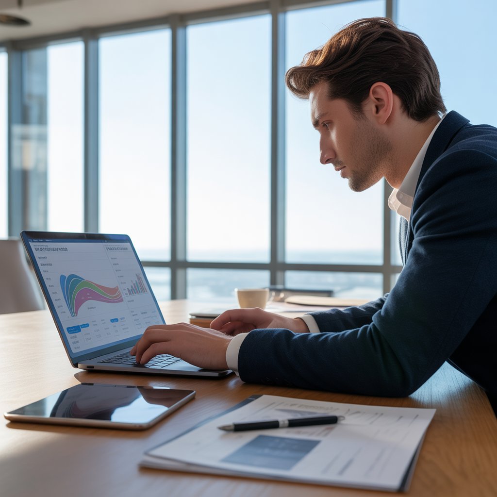 Professionnel travaillant sur une stratégie digitale pour améliorer la conversion des visiteurs sur un site web.